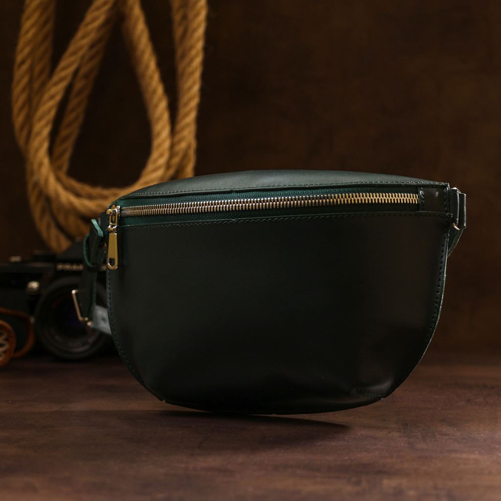 Сумка Shvigel Шкіряна на пояс Зелена (16390) - зображення 8