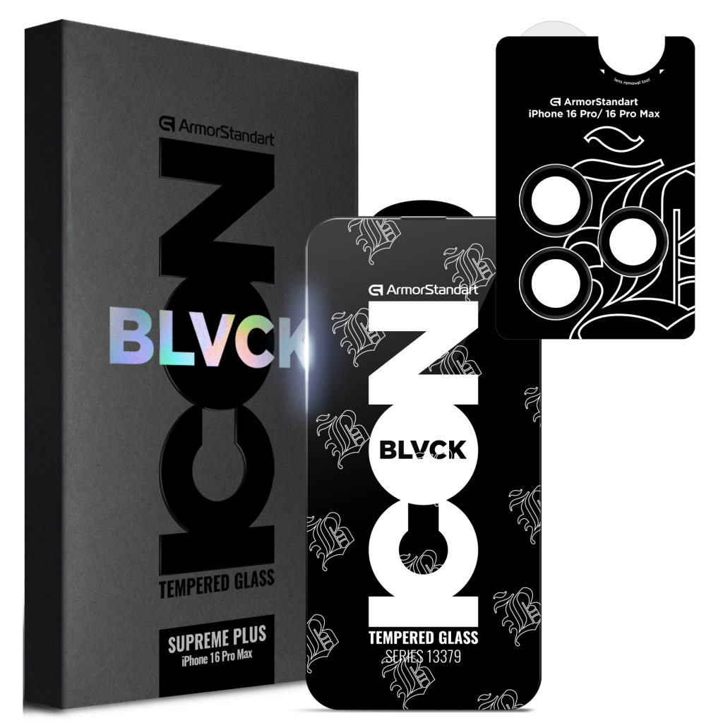 Скло захисне Armorstandart Supreme Plus Black Icon Apple iPhone 16 Pro Max (ARM80297) - зображення 1