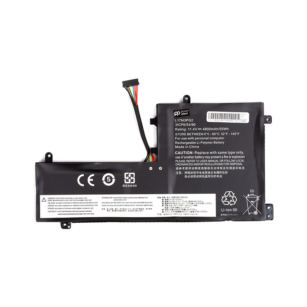 Акумулятор до ноутбука PowerPlant LENOVO L17M3PG2-3S1P (long cable) 11.4V 4800mAh (NB481804) - зображення 1