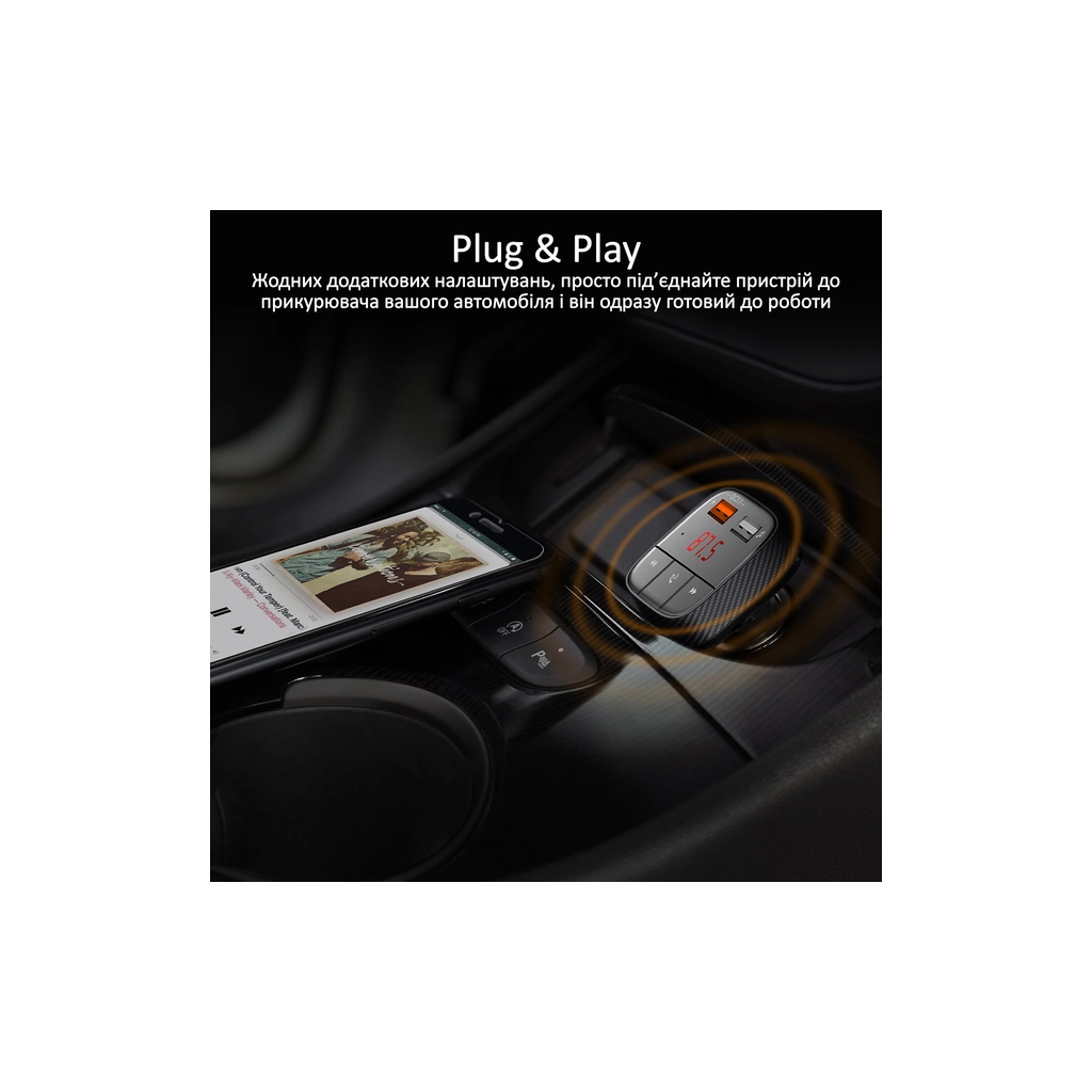 FM модулятор Promate SmarTune 2+ BLUETOOTH 5.0 USB QC 3.0 AUX/SD/USB BLACK (smartune-2+.black) - зображення 8