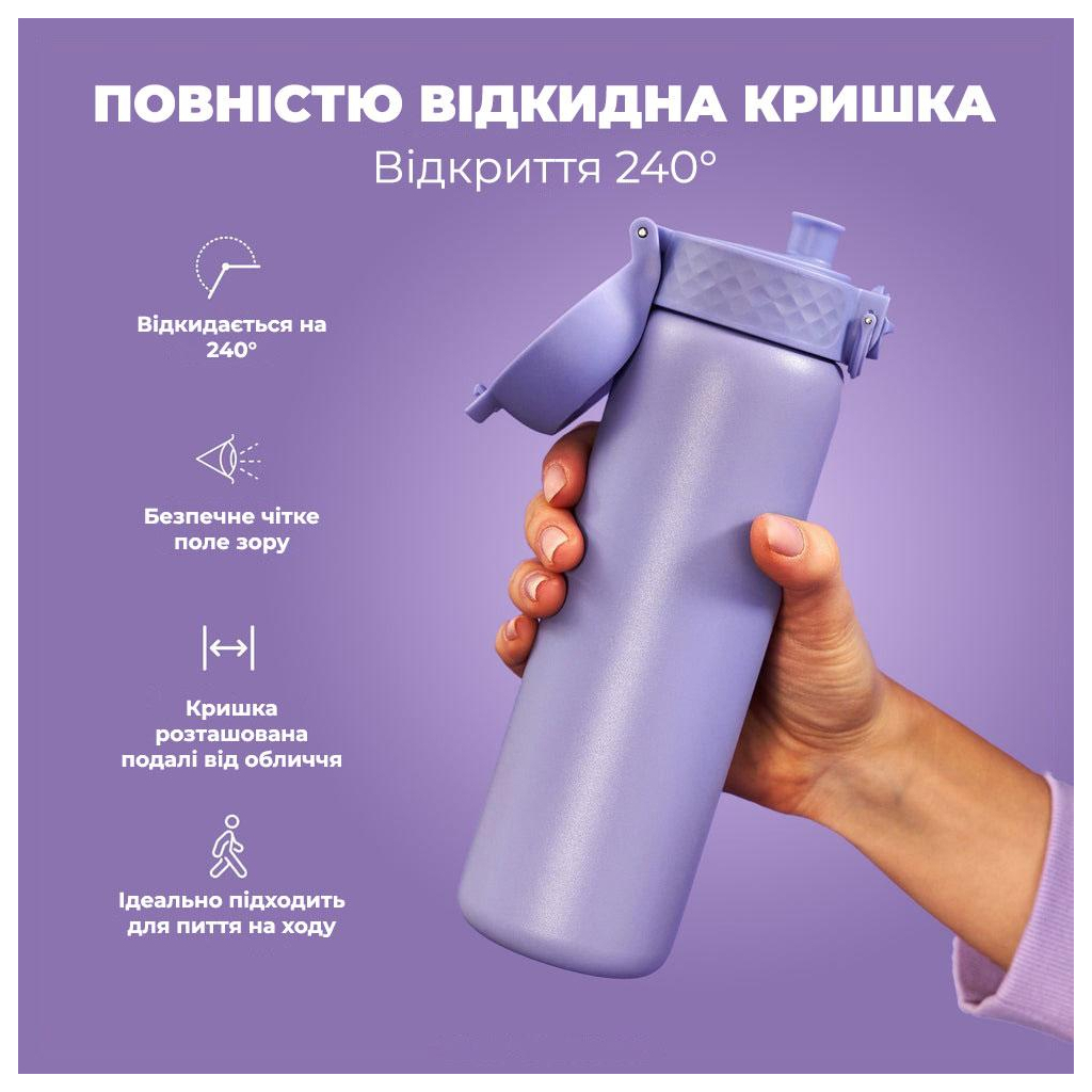 Пляшка для води ION8 OneTouch Vacuum Insulated 500 мл Light Purple (I8TS500PERI) - зображення 7