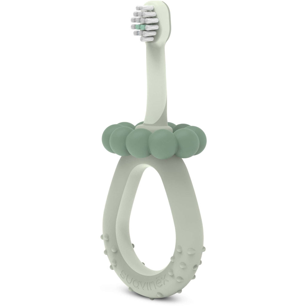 Дитяча зубна щітка Suavinex STAGE 1 з масажером від 0 до 2 років, зелена (403011) - изображение 1