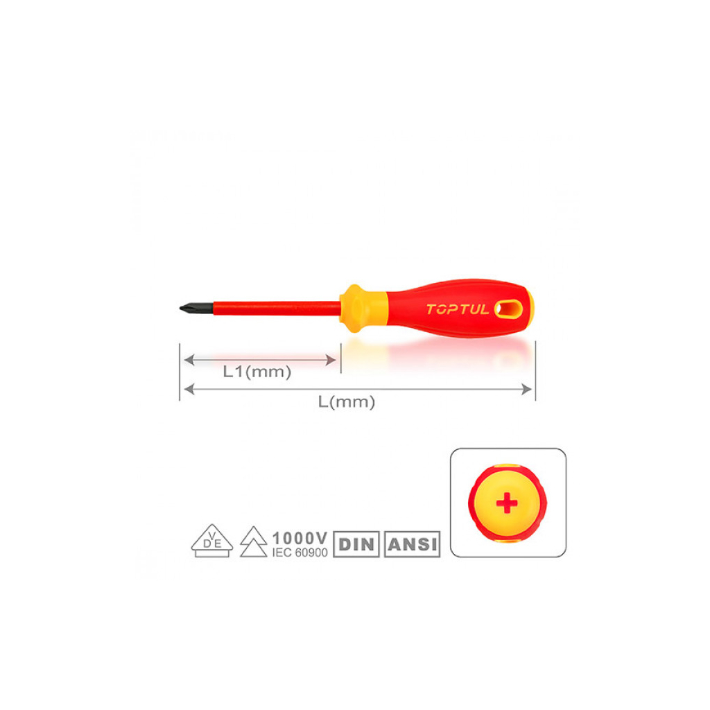 Викрутка Toptul діелектрична хрестова PH0x60мм (1000V) VDE Pro-Plus Series (FBEF0006V4) - зображення 2