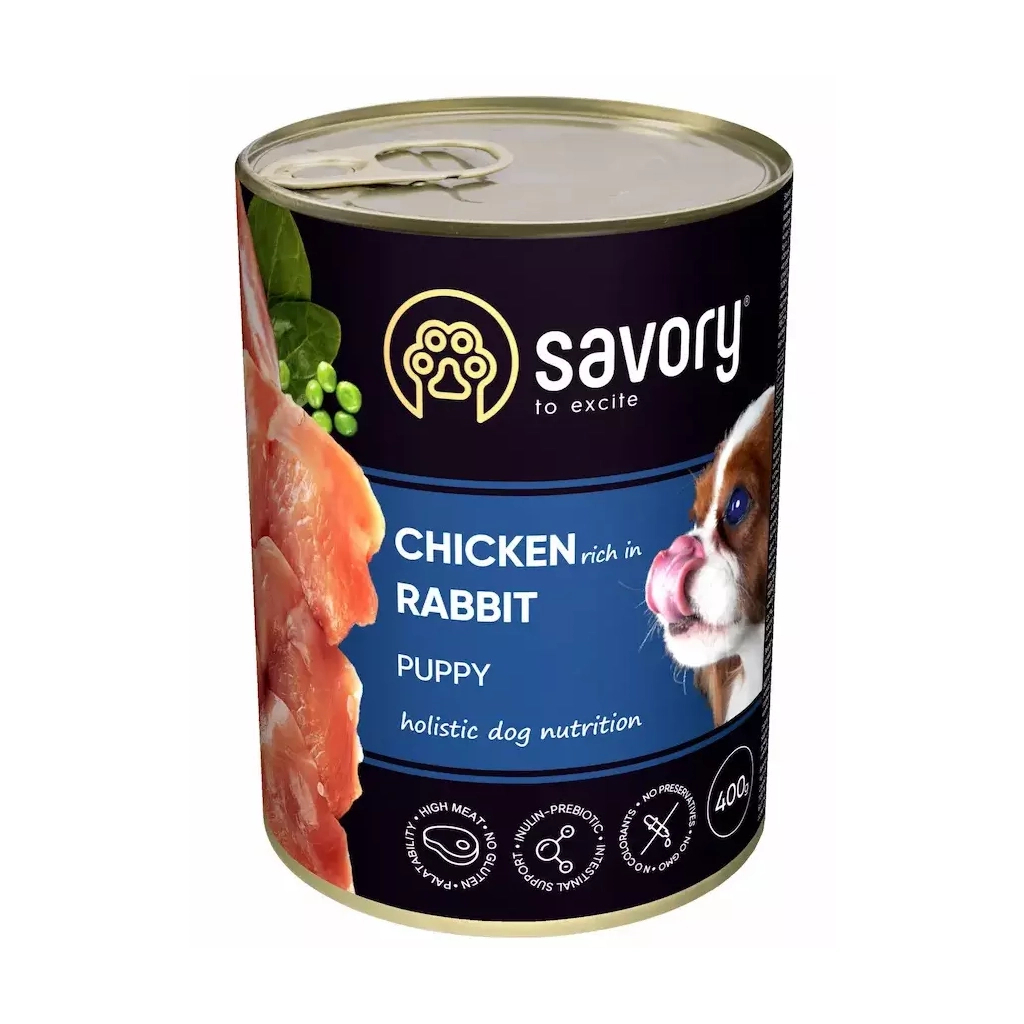 Консерви для собак Savory Набір 5+1 All breeds Puppy з кроликом 400 г (2700000054994) - зображення 3