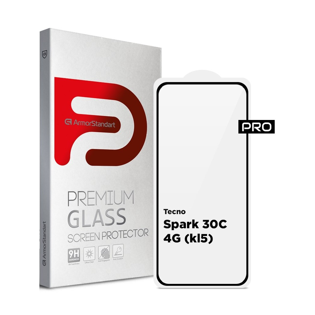 Скло захисне Armorstandart Pro Tecno Spark 30C 4G (kl5) Black (ARM81169) - зображення 1