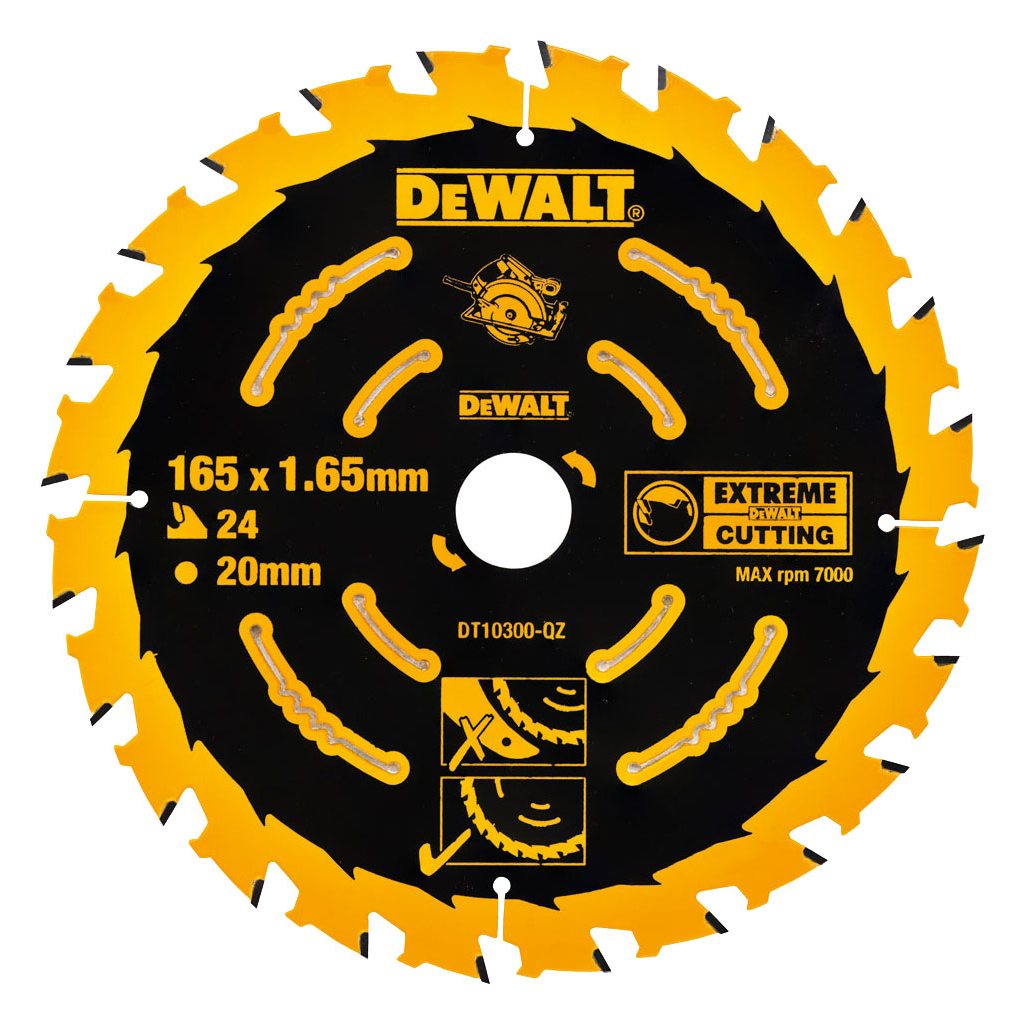 Диск пильний DeWALT EXTREME, 165 х 20, 24 z, геометрія зуба ATB, 18 градусів (DT10300) - зображення 1