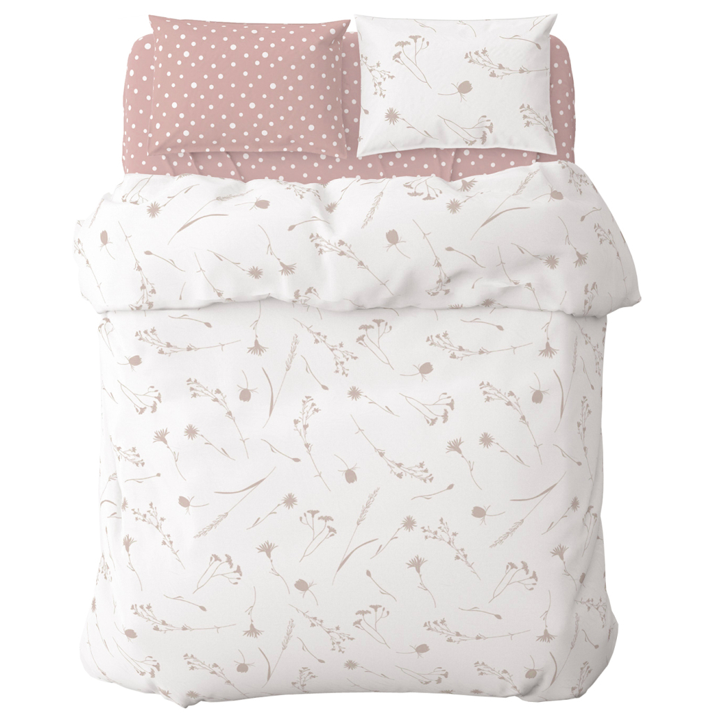 Постільна білизна Home Line Волошки/горох рожево-ліловий на білому, бязь, полуторний (178709) - зображення 1