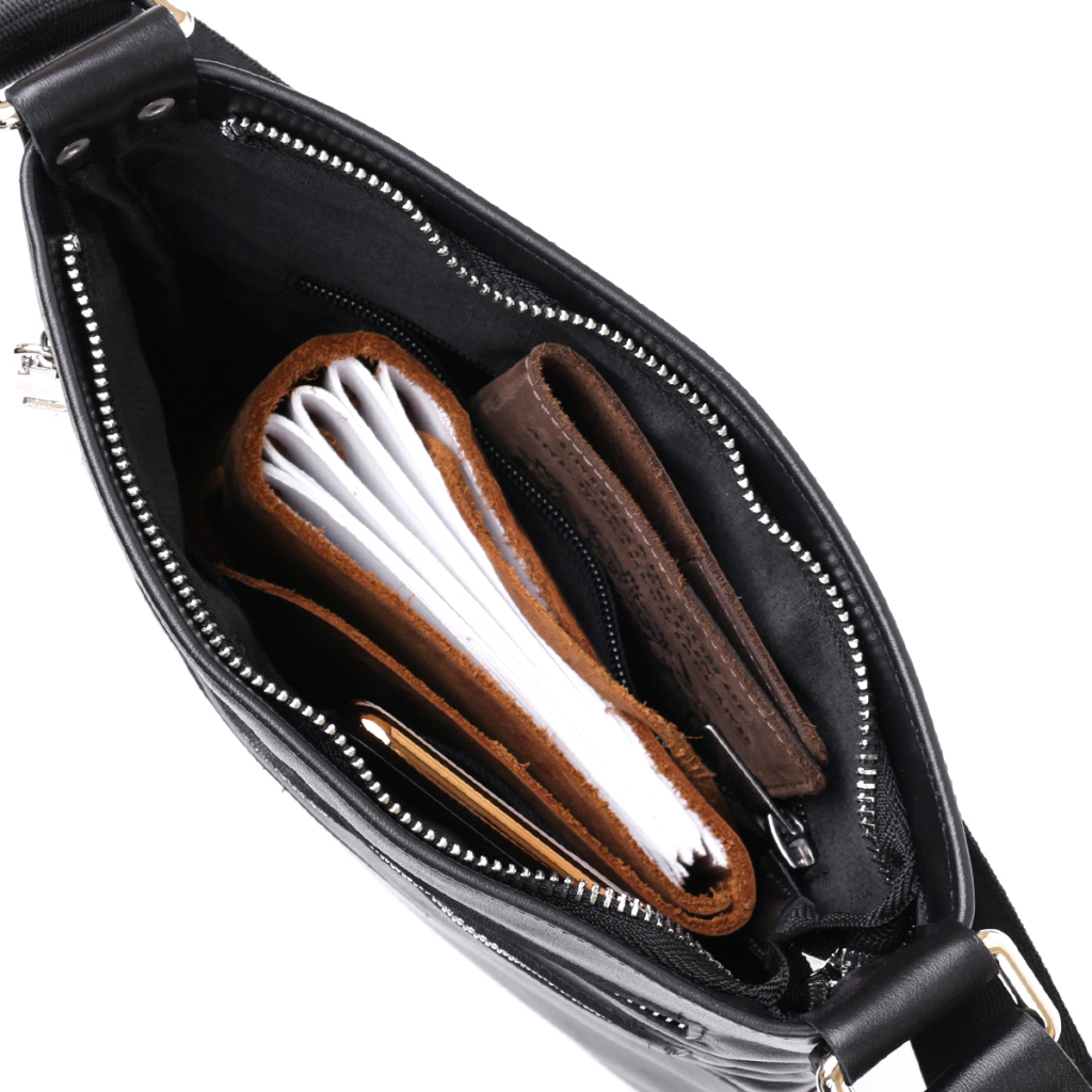 Сумка Shvigel Шкіряна через плече Чорна (11602) - зображення 5