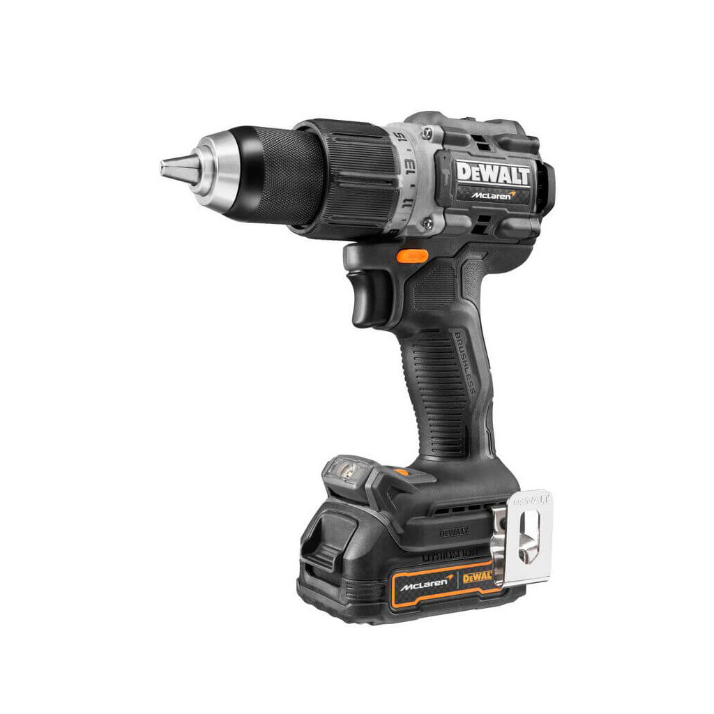 Шуруповерт DeWALT McLaren F1, XR Li-Ion PowerStack 18V GFN блок 2x1.7Ah, 90 Нм, кейс TSTAK (DCD85ME2GT) - зображення 1