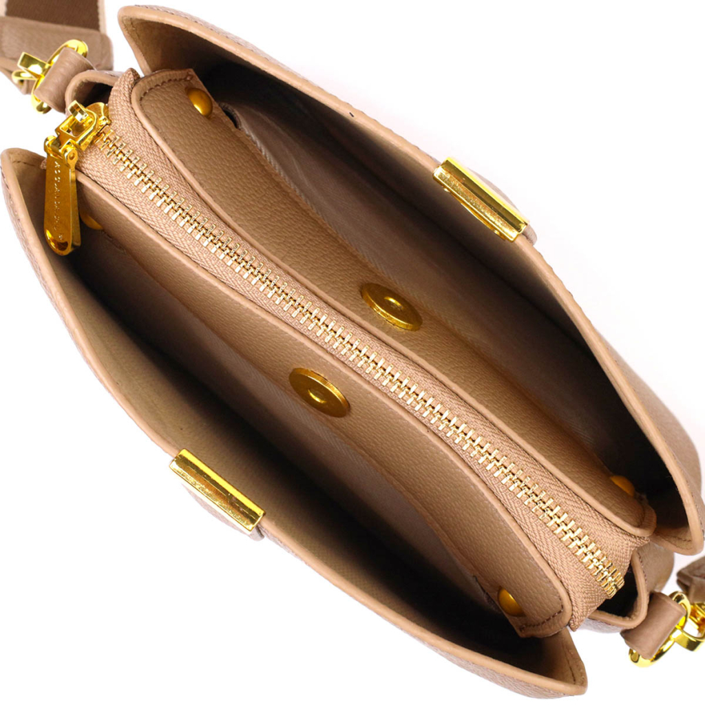 Сумка Vintage Жіноча на три відділення з натуральної шкіри Бежева (22106) - зображення 3