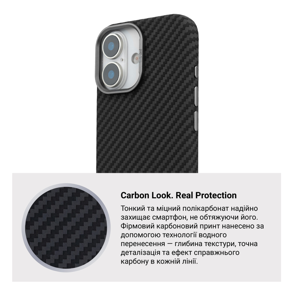 Чохол до мобільного телефона Armorstandart LikeCarbon2 MagCase Apple iPhone 17 Carbon Black (ARM86257) - зображення 7