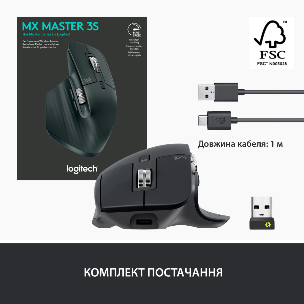 Мишка Logitech MX Master 3S Performance Wireless Mouse Bluetooth Graphite (910-006559) - зображення 10