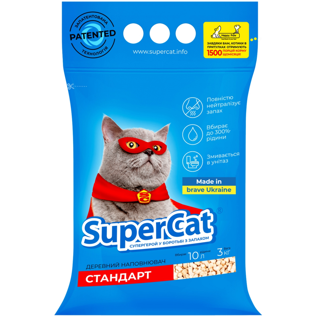 Наповнювач для туалету Super Cat Стандарт Деревний вбирний 3 кг (10 л) (3550) - изображение 1