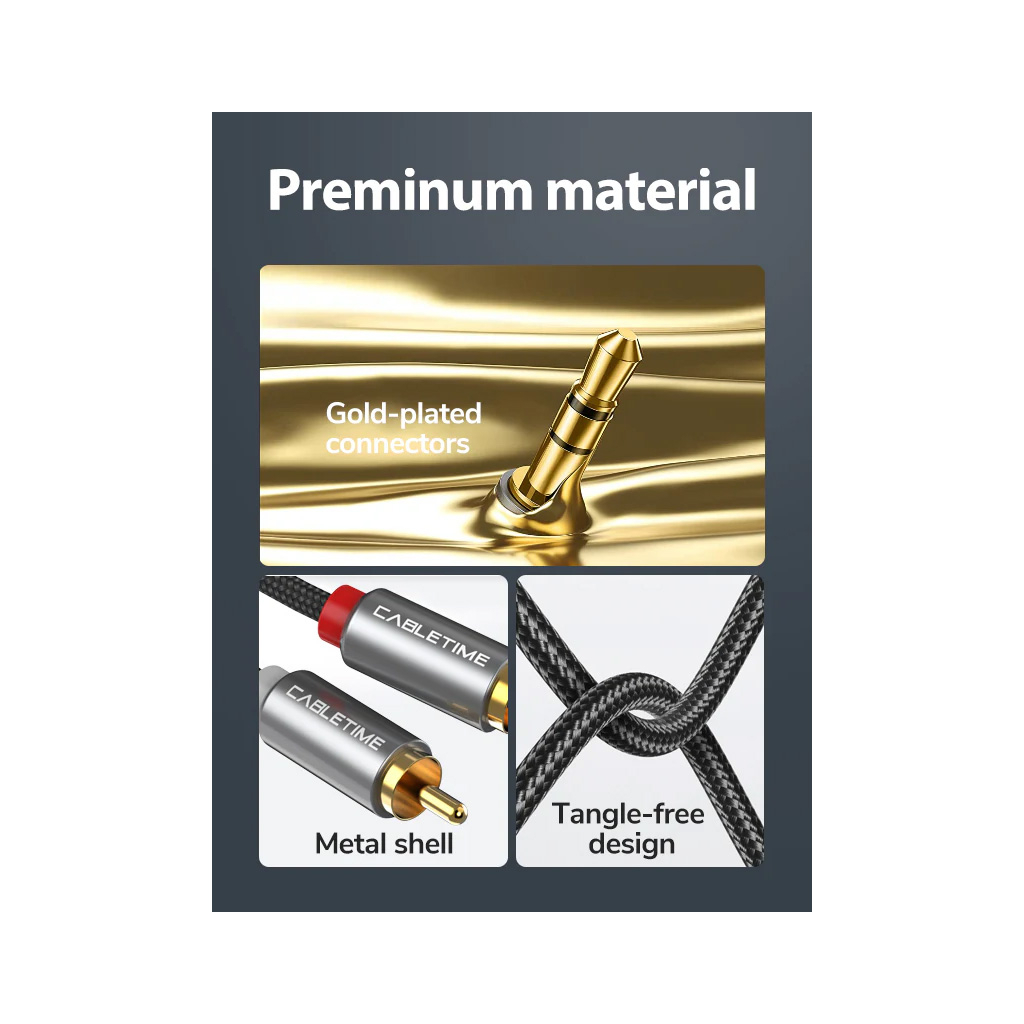 Кабель мультимедійний 3.5mm M to 2xRCA M 3.0m Cabletime (CA914067) - зображення 5