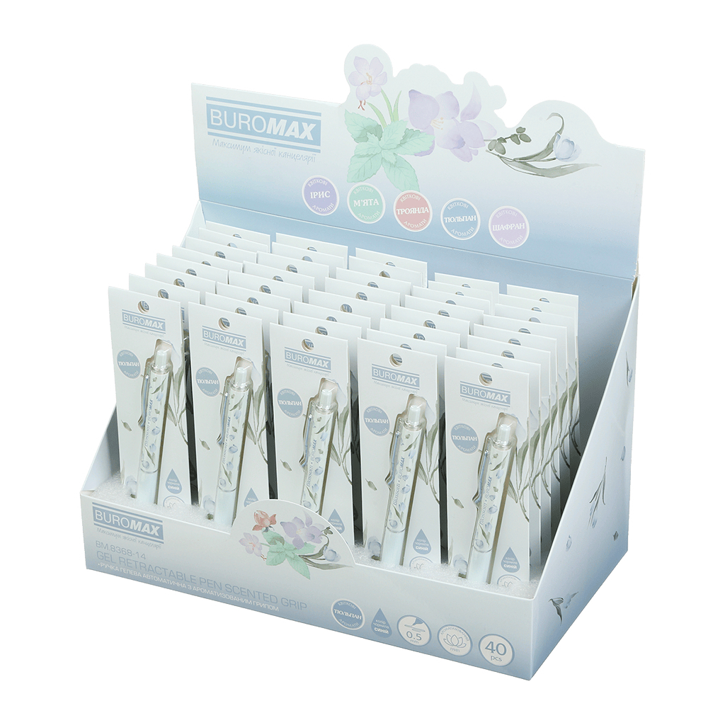 Ручка гелева Buromax автоматична BLOSSOM, 0.5 мм, ароматний грип, Тюльпан, сині чорнила, в блістері (BM.8368-14) - зображення 3