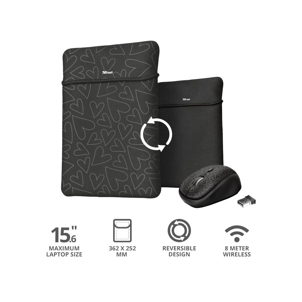 Чохол до ноутбука Trust 15.6" Yvo Mouse & Sleeve Black-hearts + mouse (23440) - изображение 12