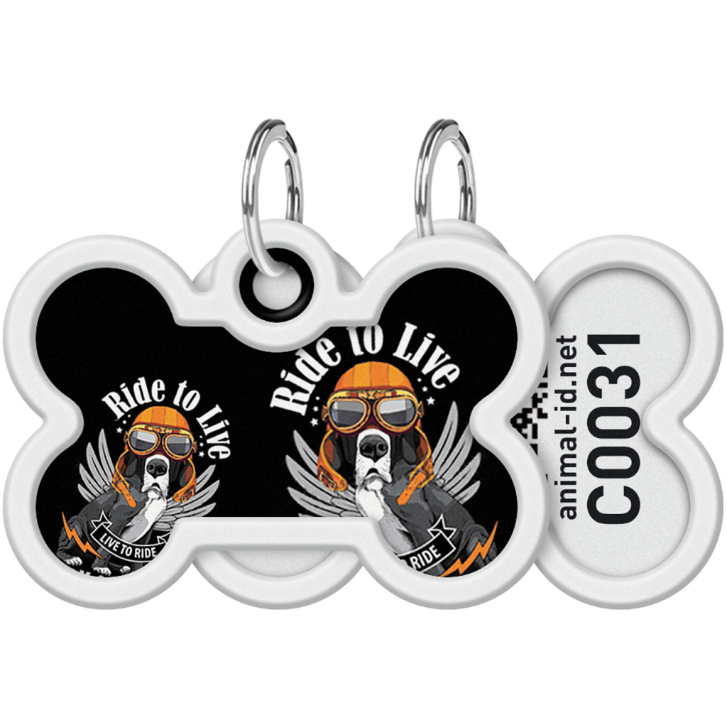 Адресник для тварин WAUDOG Smart ID з QR паспортом "Їздити, щоб жити", кістка 40х28 мм (0640-0207) - изображение 1