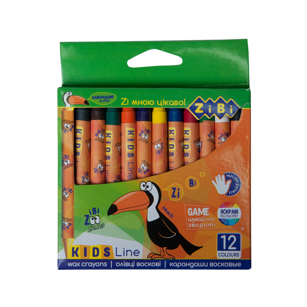 Олівці кольорові ZiBi Kids line воскові, 12 кольорів (ZB.2481) - зображення 1