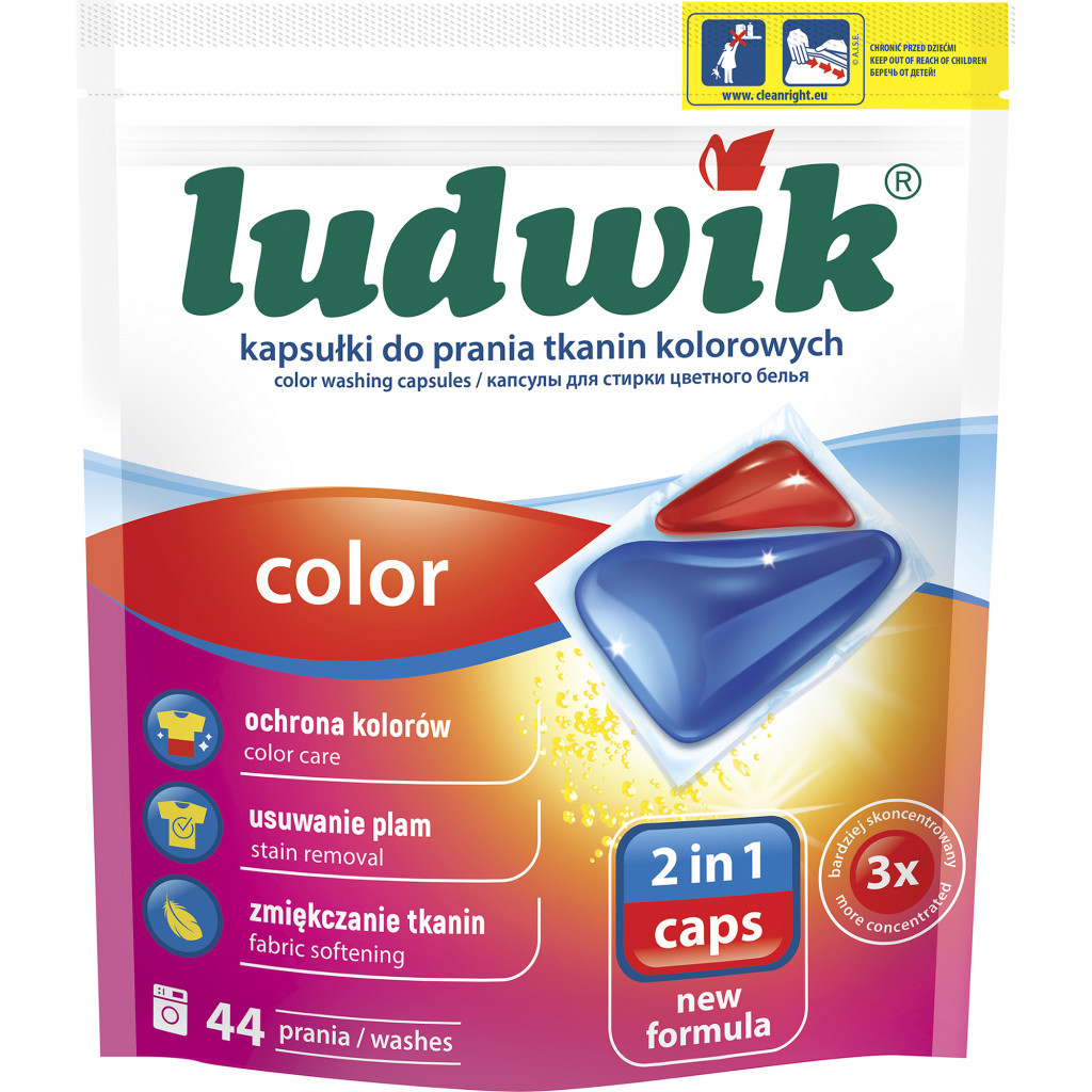 Капсули для прання Ludwik Color 2 в 1 для кольорових речей 44 шт. (5900498025712) - зображення 1