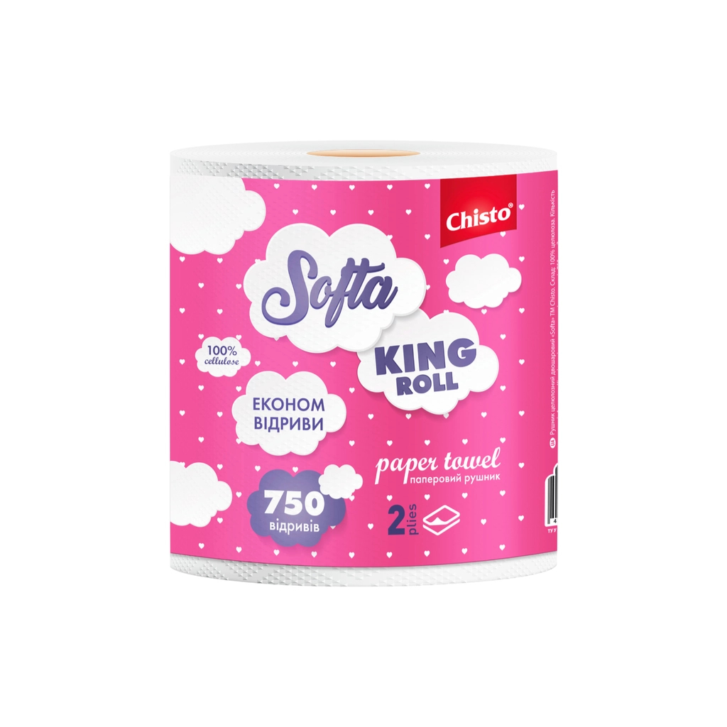 Паперові рушники Chisto Softa King Roll 2 шари 750 відривів 1 рулон (4823098415435) - зображення 1