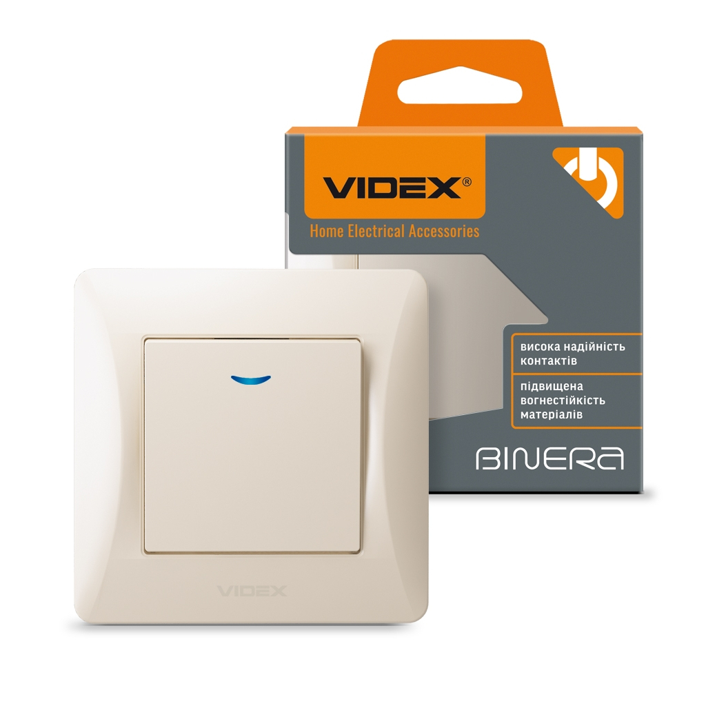 Вимикач Videx BINERA 1кл з підсвічуванням кремовий (VF-BNSW1L-CR) - изображение 4