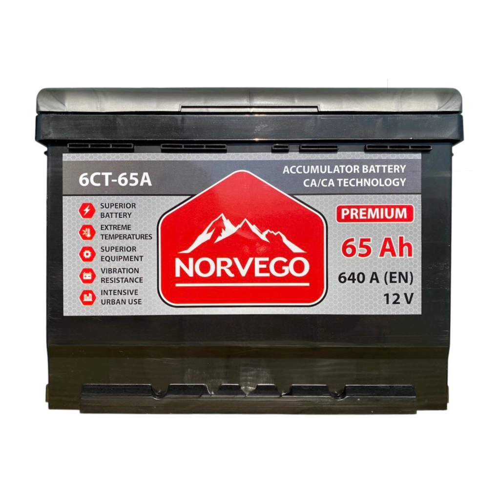 Акумулятор автомобільний NORVEGO ВЕСТА Premium 65A +лів (1) (640 пуск) - зображення 1