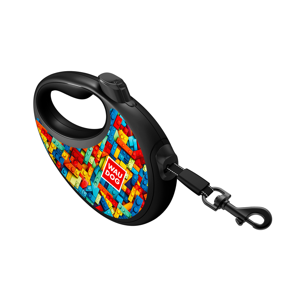 Повідець для собак WAUDOG R-leash з контейнером для пакетів "Блоки", світловідбивна стрічка, L (257-4056) - зображення 4
