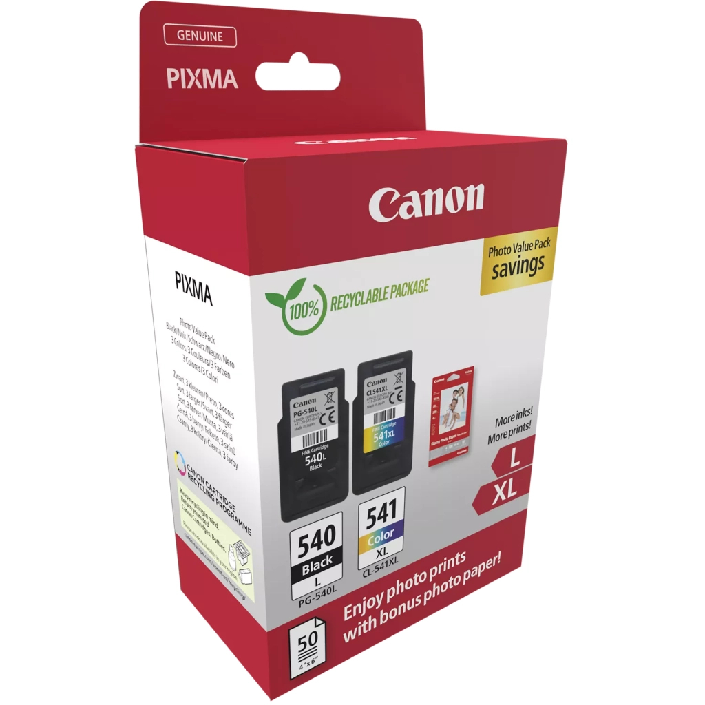 Картридж Canon PG-540 Multipack PG-540L/CL541XL BK, Color +Glossy Photo Paper (5224B012) - изображение 2