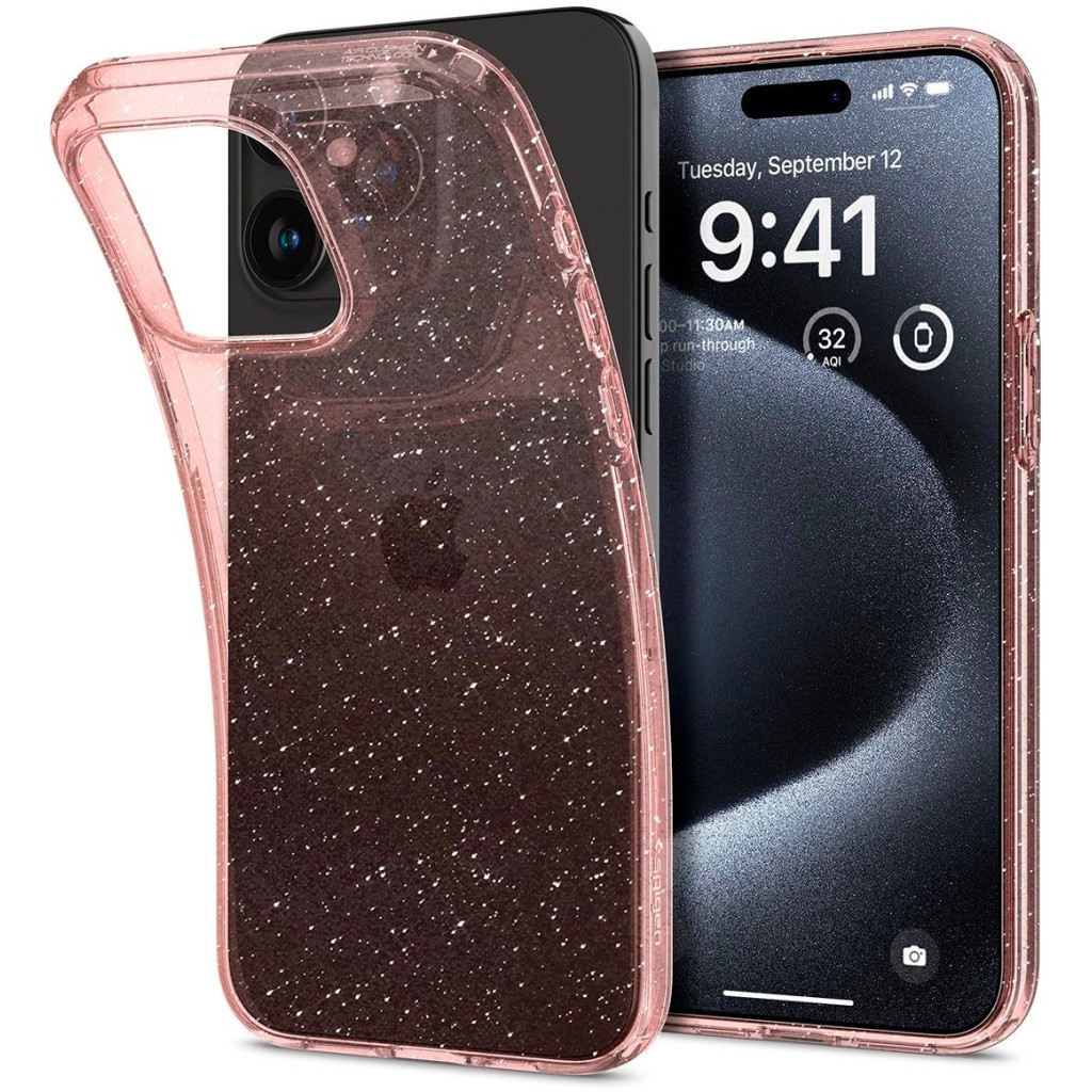 Чохол до мобільного телефона Spigen Apple iPhone 15 Pro Liquid Crystal Glitter Rose Quartz (ACS06702) - изображение 10