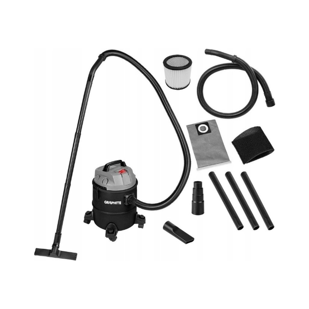 Пилосос будівельний Graphite 1200Вт, 18кПа, 20л, 220В/1200В (59G614) - зображення 1