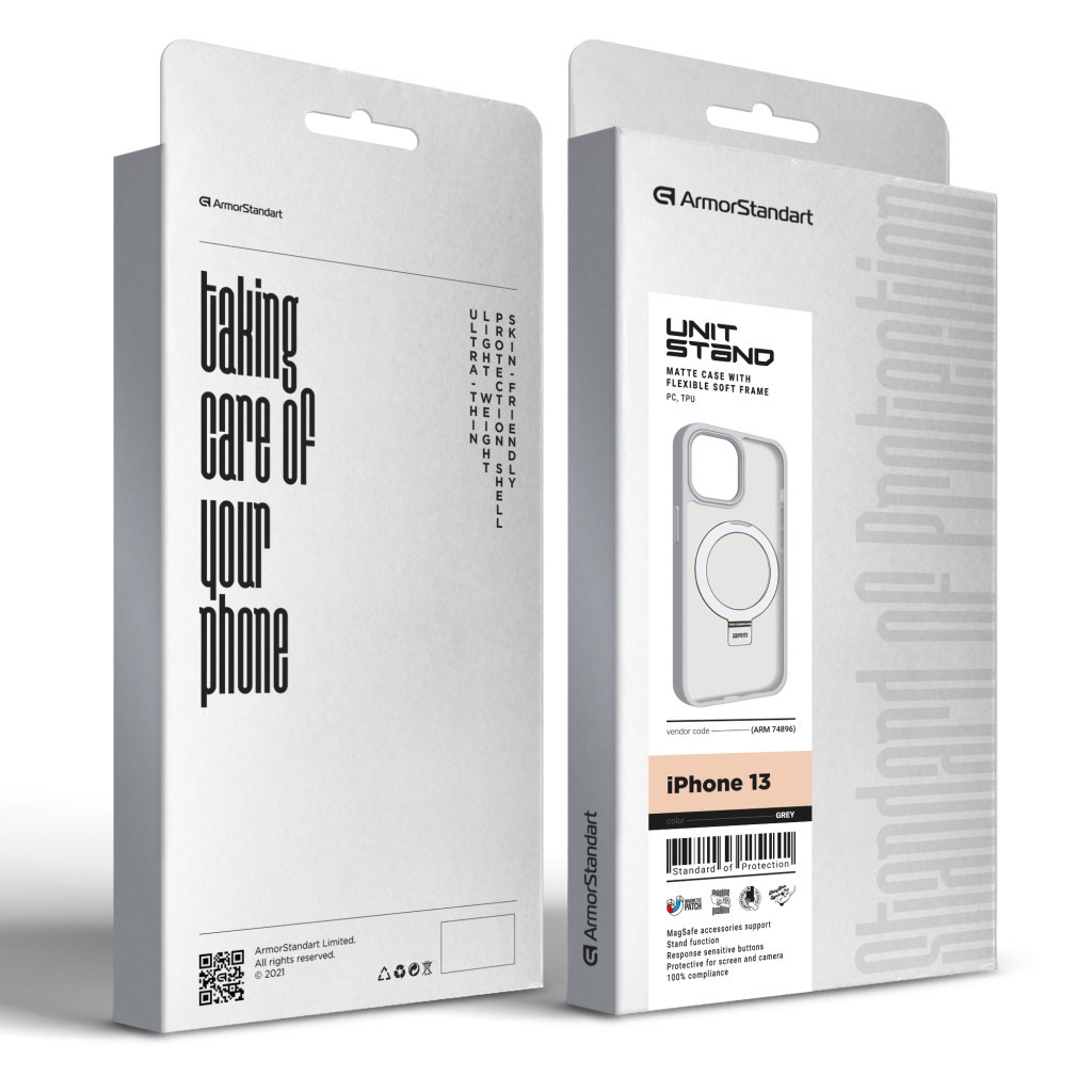 Чохол до мобільного телефона Armorstandart Unit Stand Apple iPhone 13 Grey (ARM74896) - зображення 2