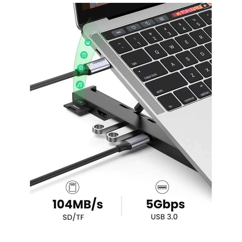 Підставка до ноутбука Ugreen X-Kit HUB Type C-->2xUSB 3.2 Gen1 (80551) - изображение 6