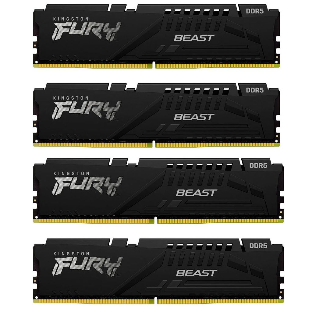Модуль пам'яті для комп'ютера DDR5 128GB (4x32GB) 5600 MHz Beast Black XMP Kingston Fury (ex.HyperX) (KF556C40BBK4-128) - зображення 1