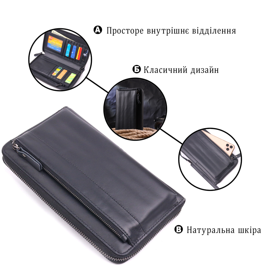 Гаманець Vintage З натуральної шкіри Чорний (21292) - зображення 4