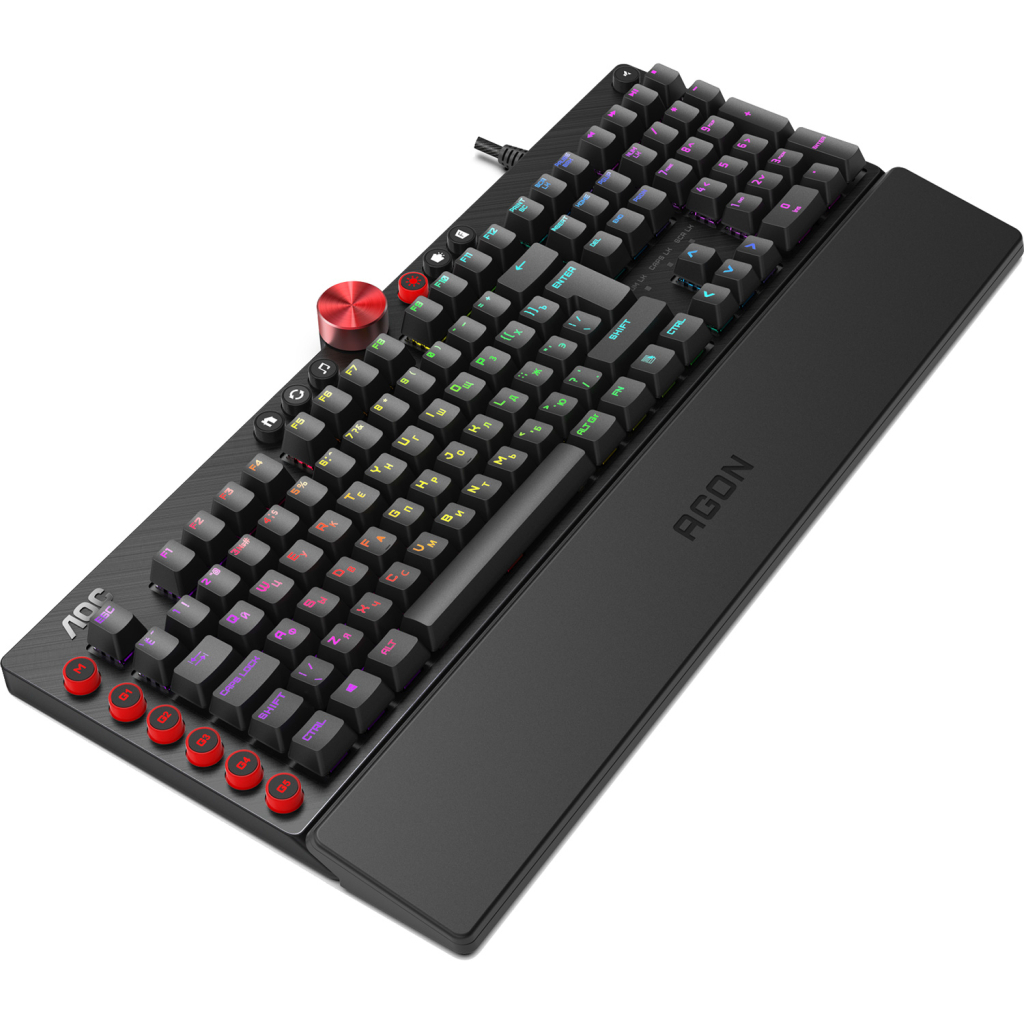 Клавіатура AOC AGK700 RGB Cherry MX Red USB Black (AGK700DR2R) - зображення 5