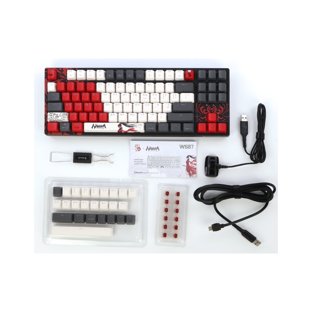 Клавіатура A4Tech Bloody WS87 Naraka Wireless/Bluetooth Black/Red (4711421001113) - изображение 8