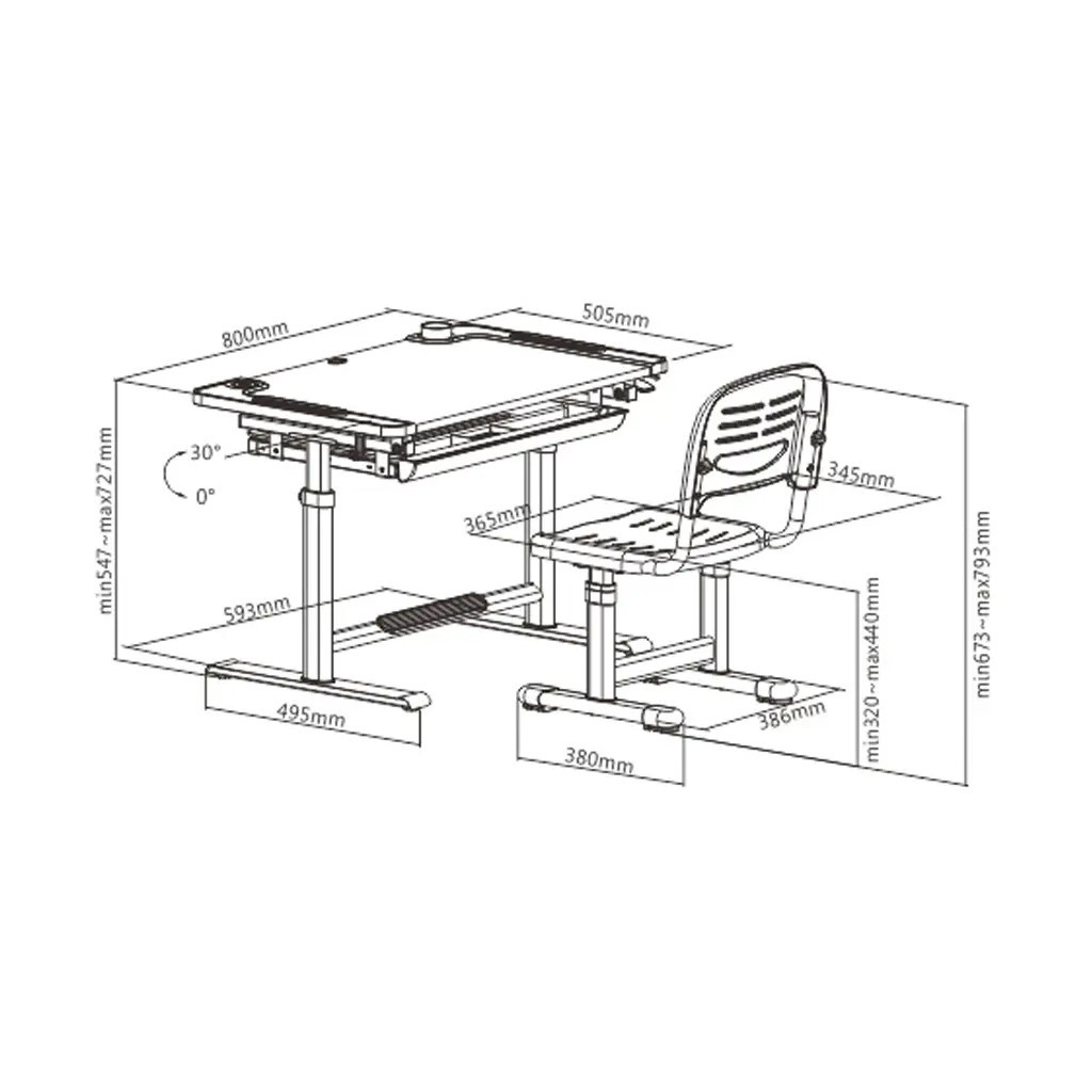 Парта зі стільцем FunDesk Littonia Grey (222529) - зображення 10