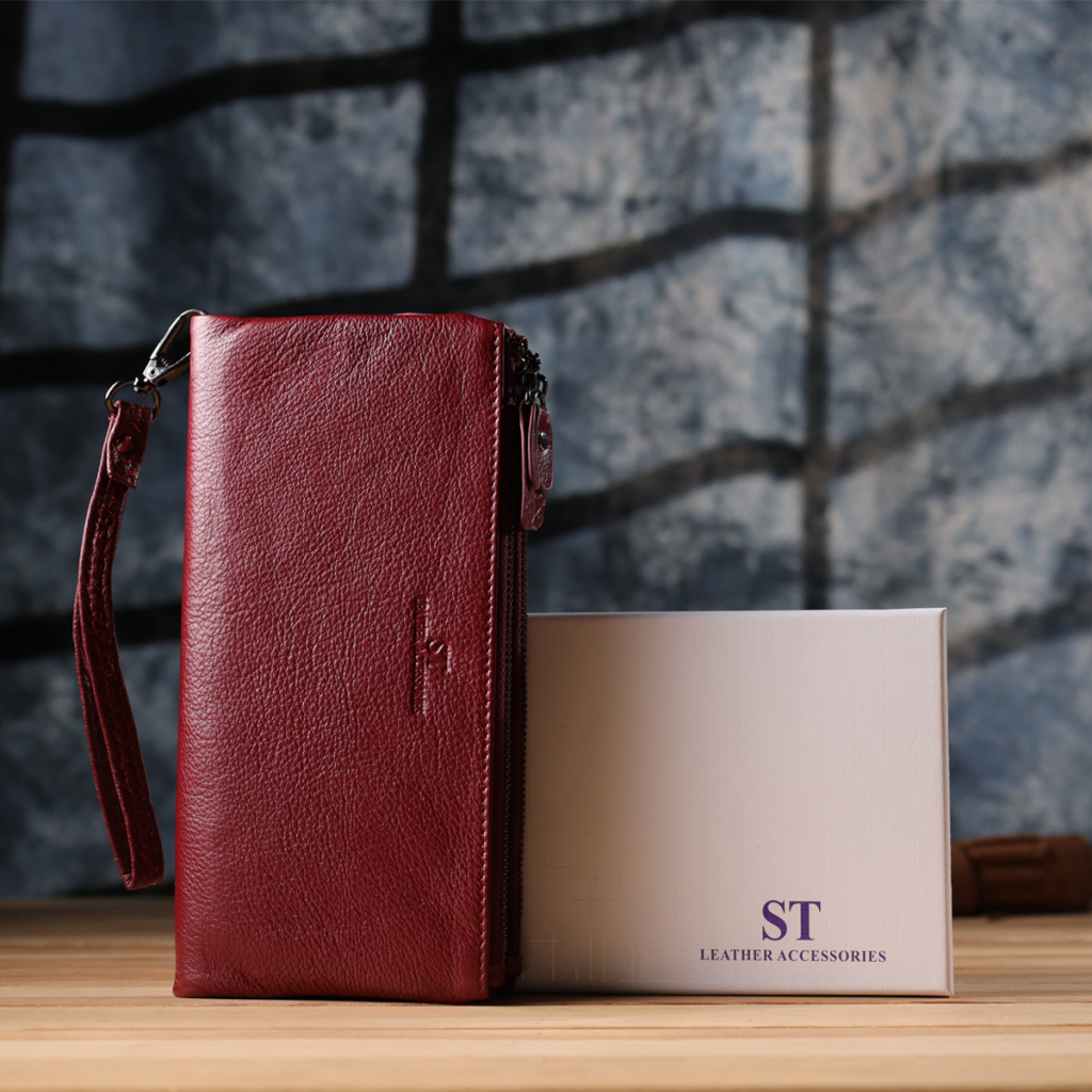 Гаманець ST Leather Шкіряний Бордовий (23108) - зображення 11