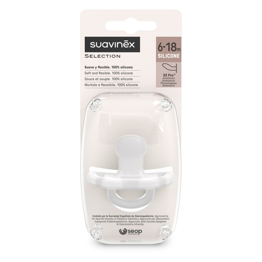 Пустушка Suavinex Colour Essence 6-18 міс, анатомічна силіконова, прозора (308081) - зображення 2