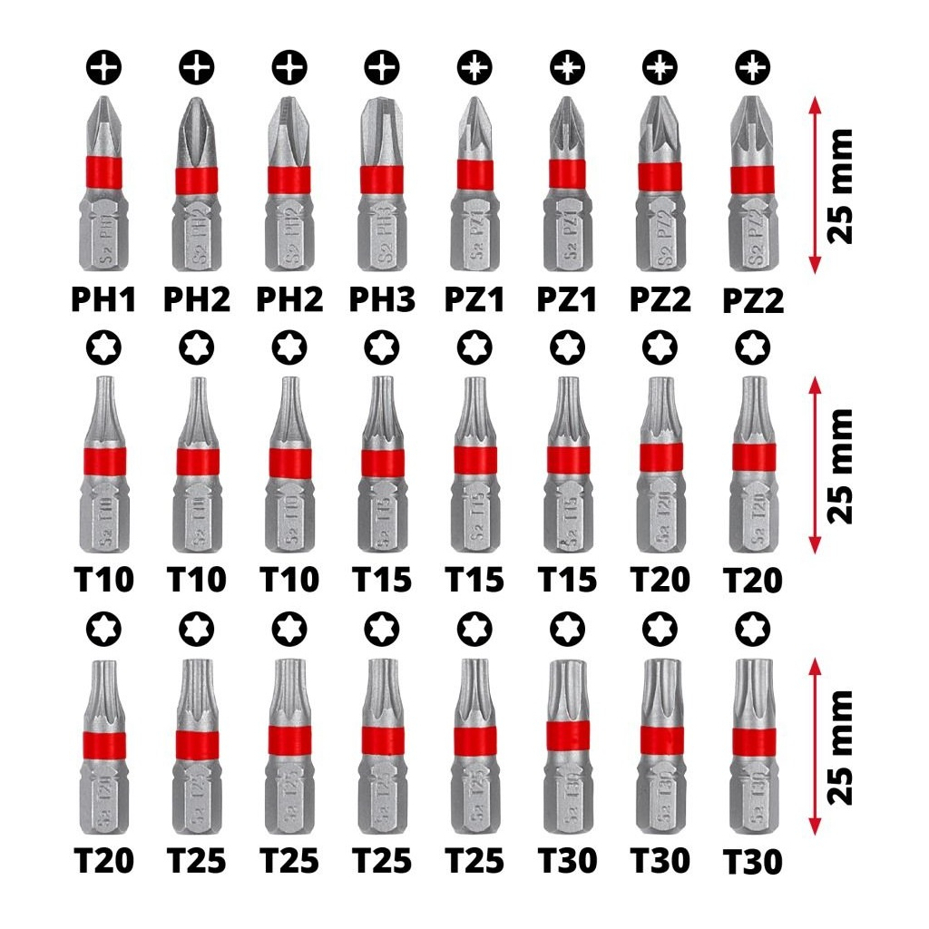 Набір біт Einhell 42шт, HEX, PH, PZ, Torx, 50мм, кейс (118953) - зображення 5