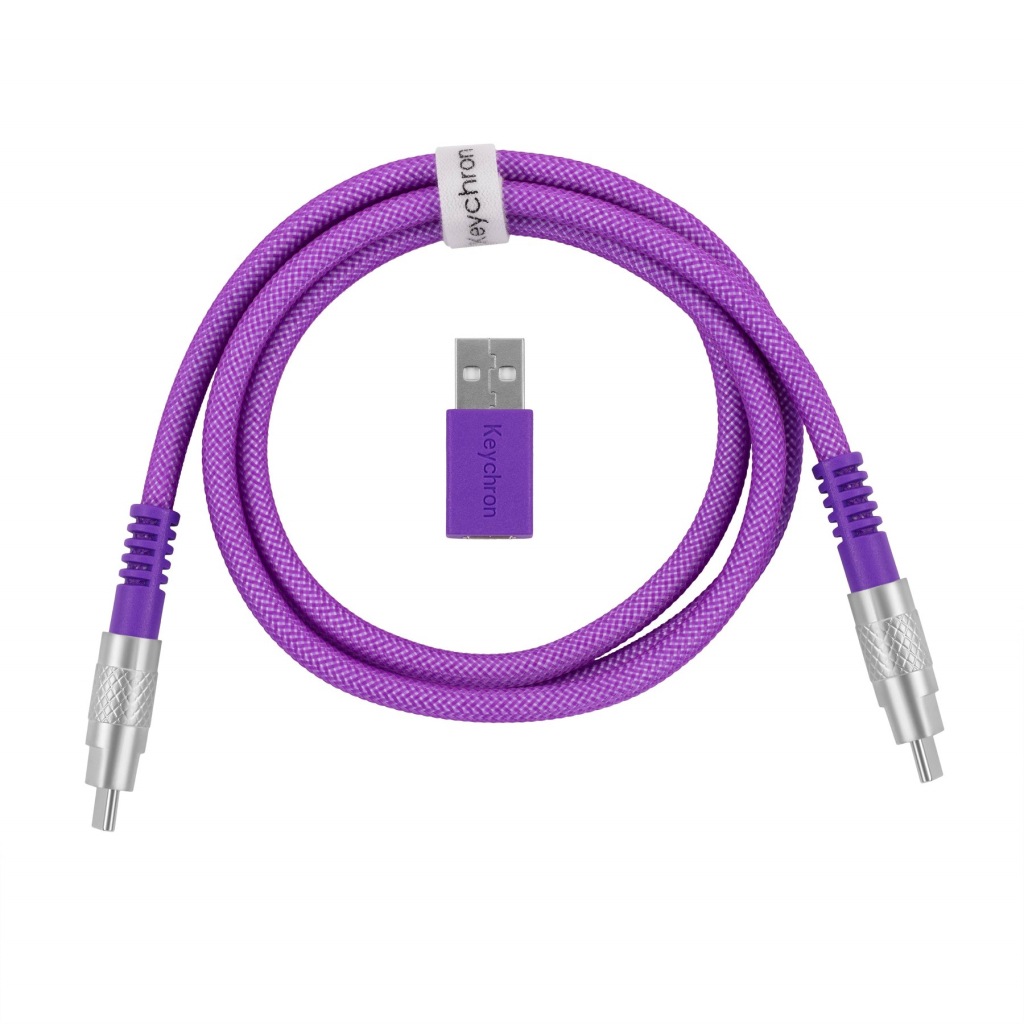 Дата кабель USB-C + USB A to USB-C 1.0m Double-Sleeved Geek purple Keychron (CAB23_KEYCHRON) - зображення 1