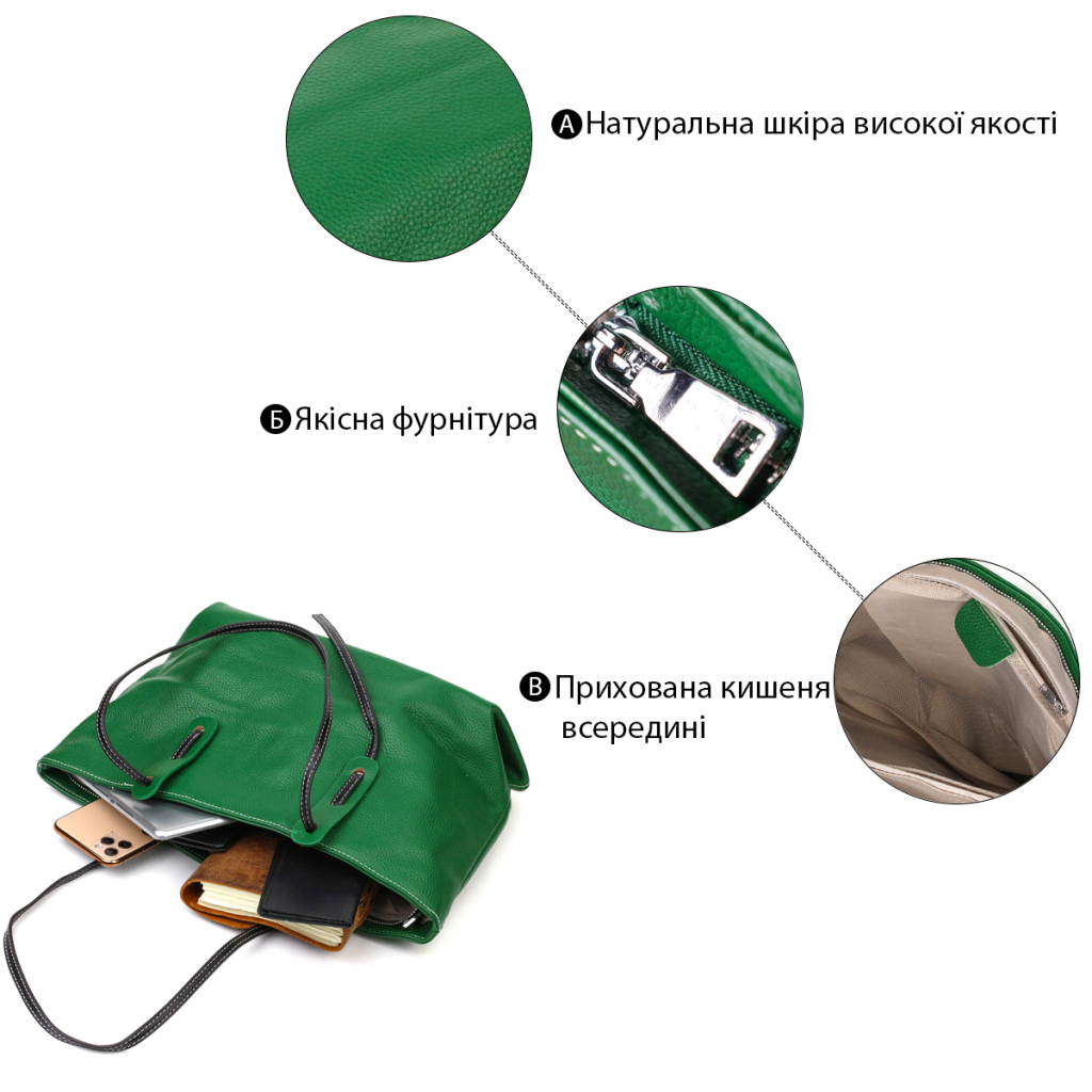 Сумка Vintage З натуральної шкіри Чорна (22119) - зображення 5