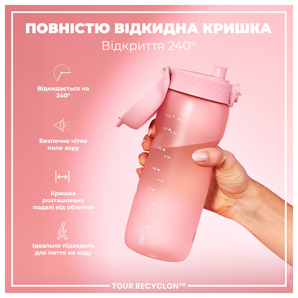 Пляшка для води ION8 OneTouch 750 мл BPA Free, Rose Quartz (I8RF750ROS) - зображення 4