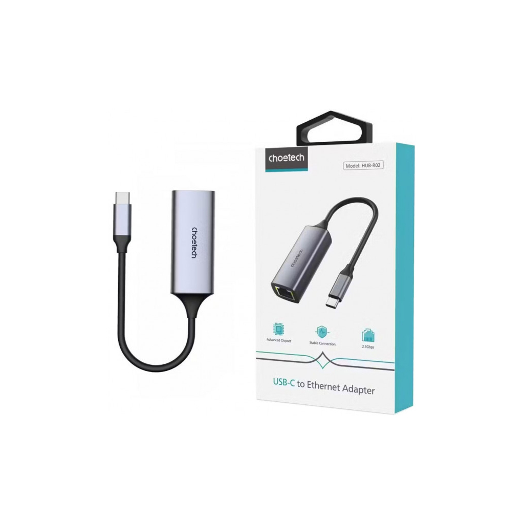 Адаптер USB-C to RJ45 Ethernet 2500Mbps Choetech (HUB-R02-GY-V1) - зображення 3