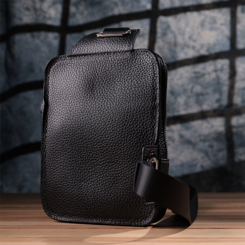 Сумка Grande Pelle Бананка з натуральної шкіри Чорна (22877) - зображення 11