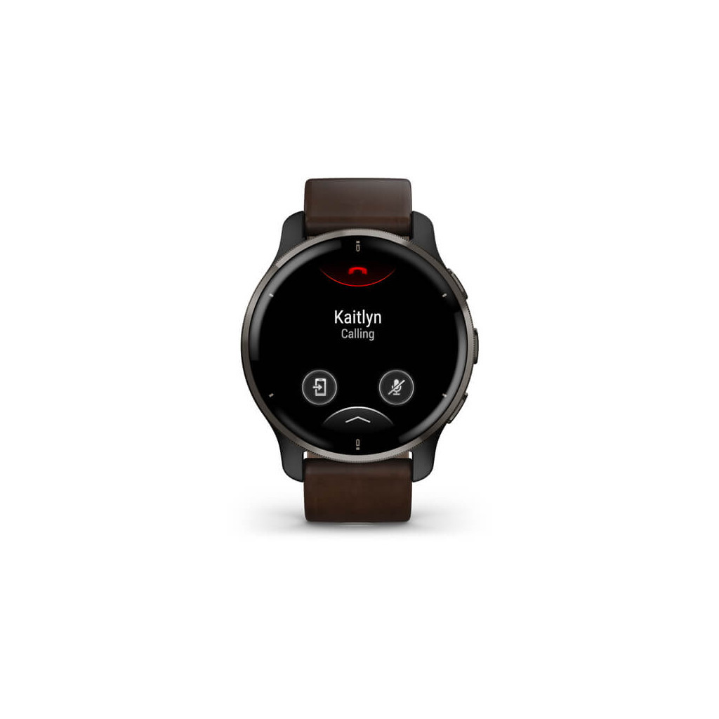 Смарт-годинник Garmin Venu 2 Plus, Black + Slate, Leather, GPS (010-02496-15) - зображення 2