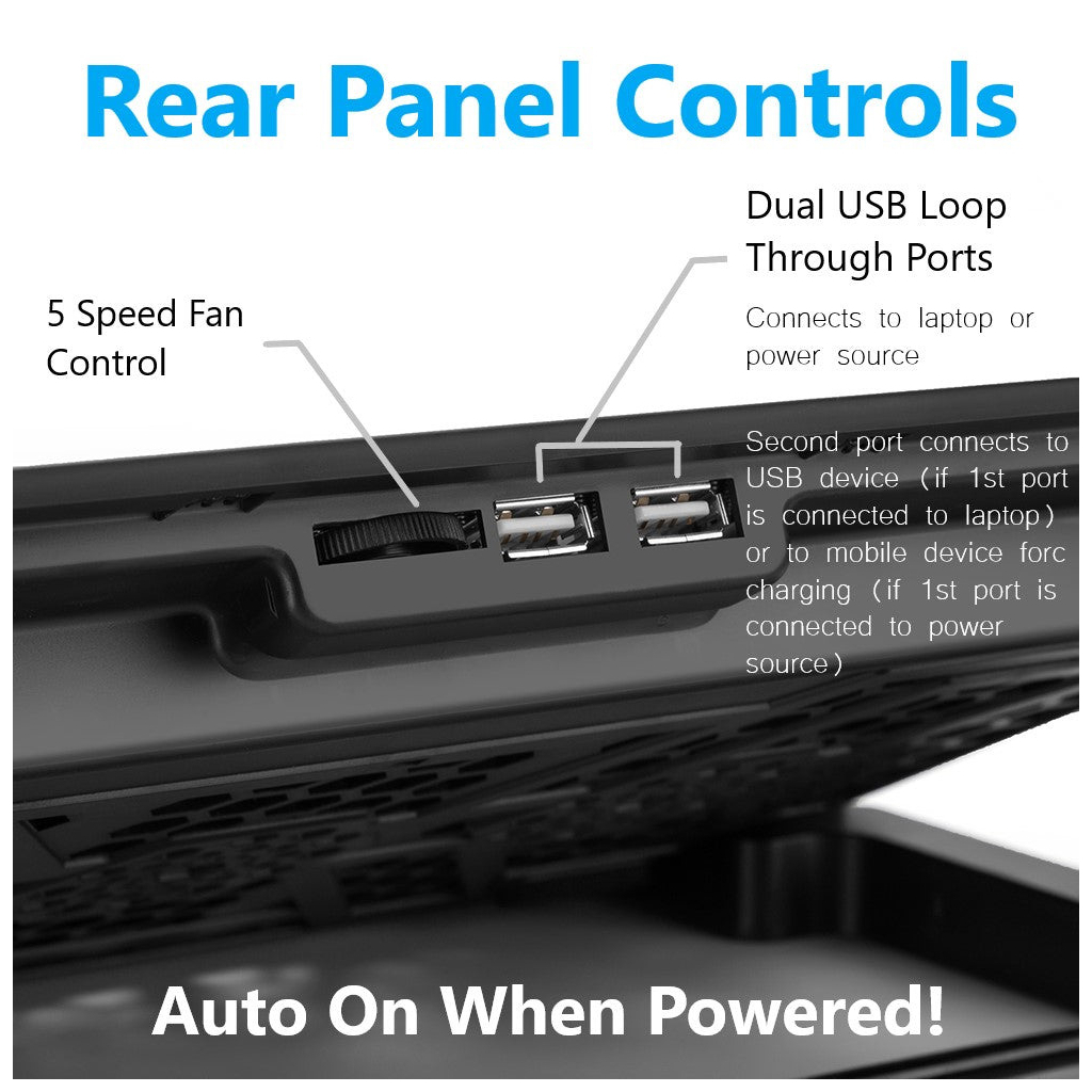 Підставка до ноутбука IceCoorel 10-15.6", 6*60mm 2500 RPM, 2*USB, 353x255x32mm, Black (A9) - изображение 2