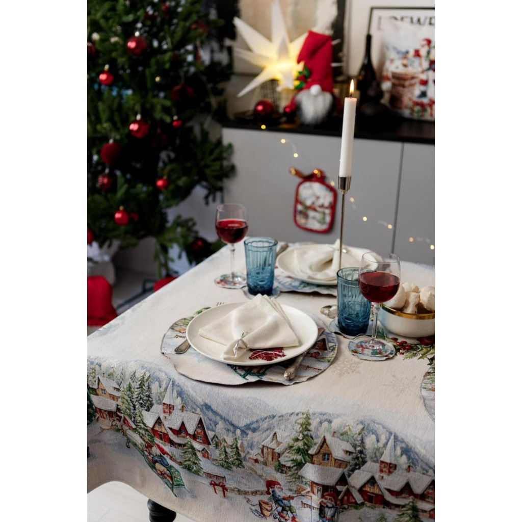 Скатертина Прованс гобеленова з велюром Снігова зима 135х260 см (037474) - зображення 10