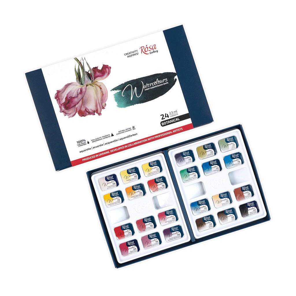 Акварельні фарби Rosa Gallery Bontanical, 24 кольори по 2,5 мл (4823098541134) - зображення 3