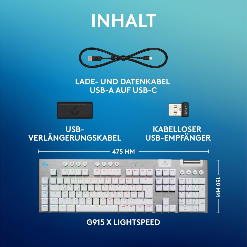 Клавіатура Logitech G915 X Lightspeed Switch-Tactile Wireless/Bluetooth/USB UA White (920-012690) - зображення 11